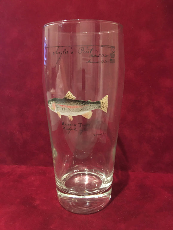 Anglers Pint Glass Rainbow Trout by Karen Talbot