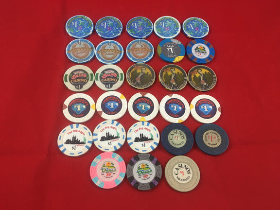 $1 Casino Chip Collection (28 Total) Used Condition