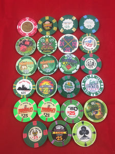 $25 Casino Chip Collection (23 Total) Used Condition