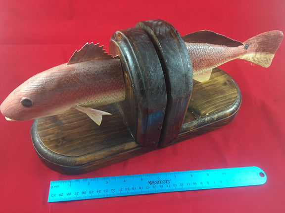 Hand Carved Fish Bookends (Used Condition)