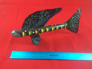 Vintage Folk Art Fish - Tin and Reclaimed Wood